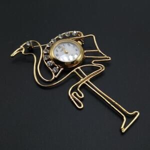 Vintage Bird Brooch Watch, Quintel Quartz Japan Movement Needs Battery, 3 Inch